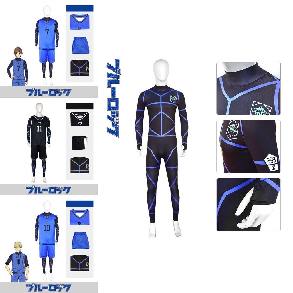 ชุดคอสเพลย์ Isagi Lock Blue Yoichi Rensuke No1 Jersey ไซส์ XS-3XL
