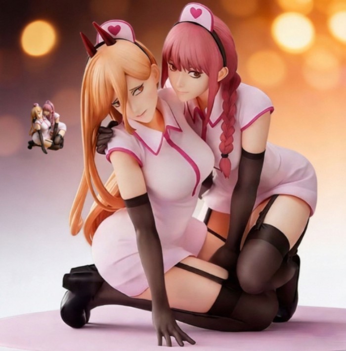 Chainsaw Man Makima Power Figure ชุดพยาบาลถุงน่องสีดําอะนิเมะสินค้าสะสม
