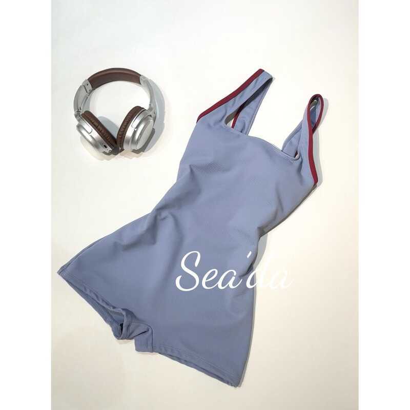 [Blue Scarlet Boxer] Back Strap Boxer ที่ถอดออกได้แผ่นรองหน้าอกชุดว่ายน้ําแข่งแบบอนุรักษ์นิยมขนาดใหญ