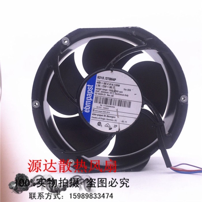 Original papst 6318/2TDH4P 172X50.8MM 2.81A 135W 48V พัดลมระบายความร้อน