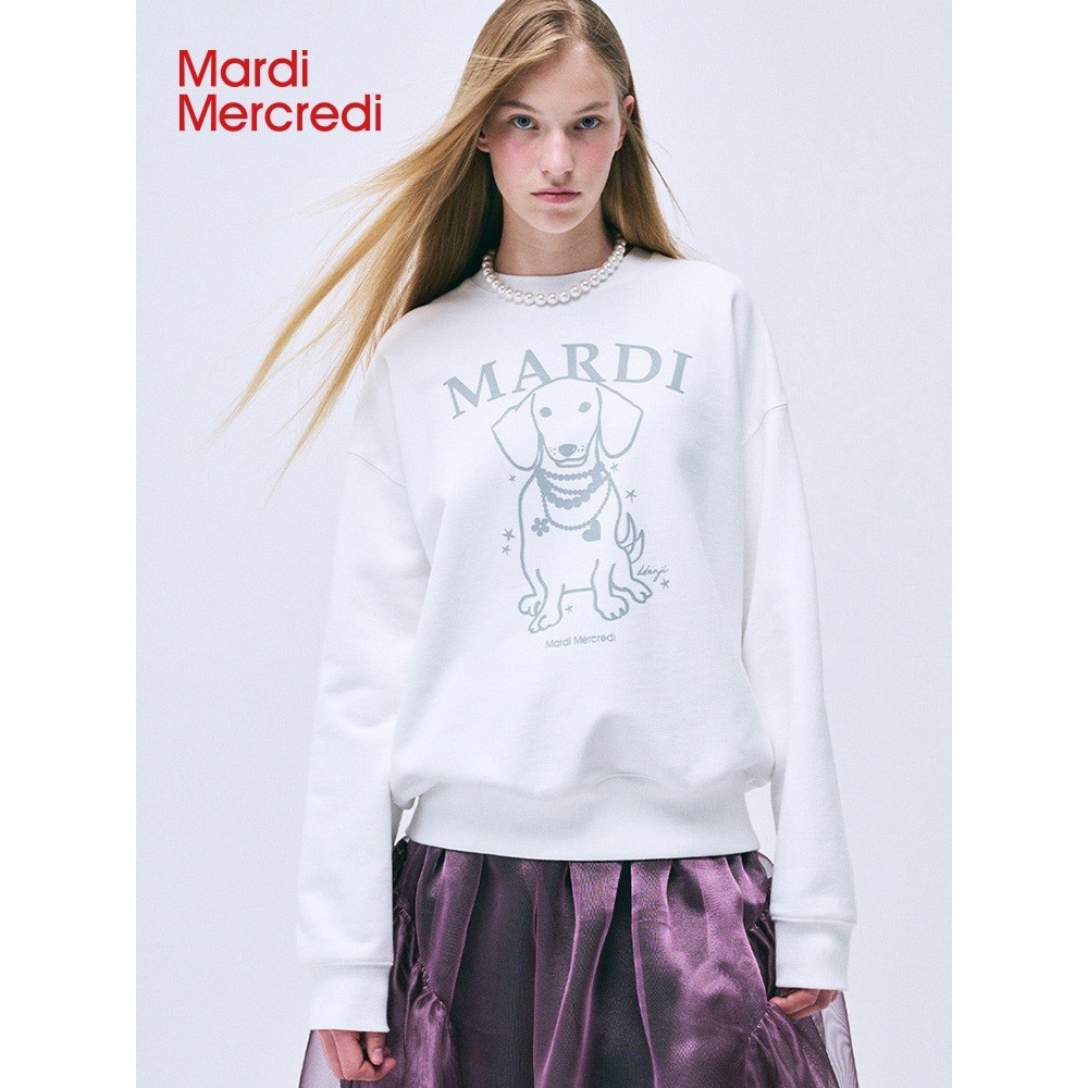 ♞,【Official Store】 พร้อมส่งMardi Mercredi SWEATSHIRT SWING THE TAIL DDANJI PEARL CHOKER ลูกสุนัขมุ
