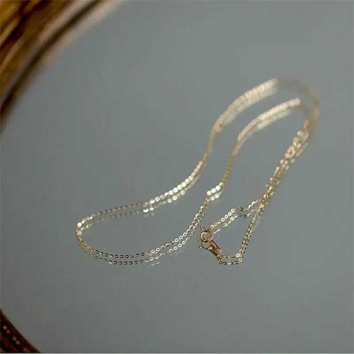 Genuine GOLDtutu 14K Solid Gold Necklace, Minimal Simple Style Neck Chain, Fine Jewelry, Real Au585