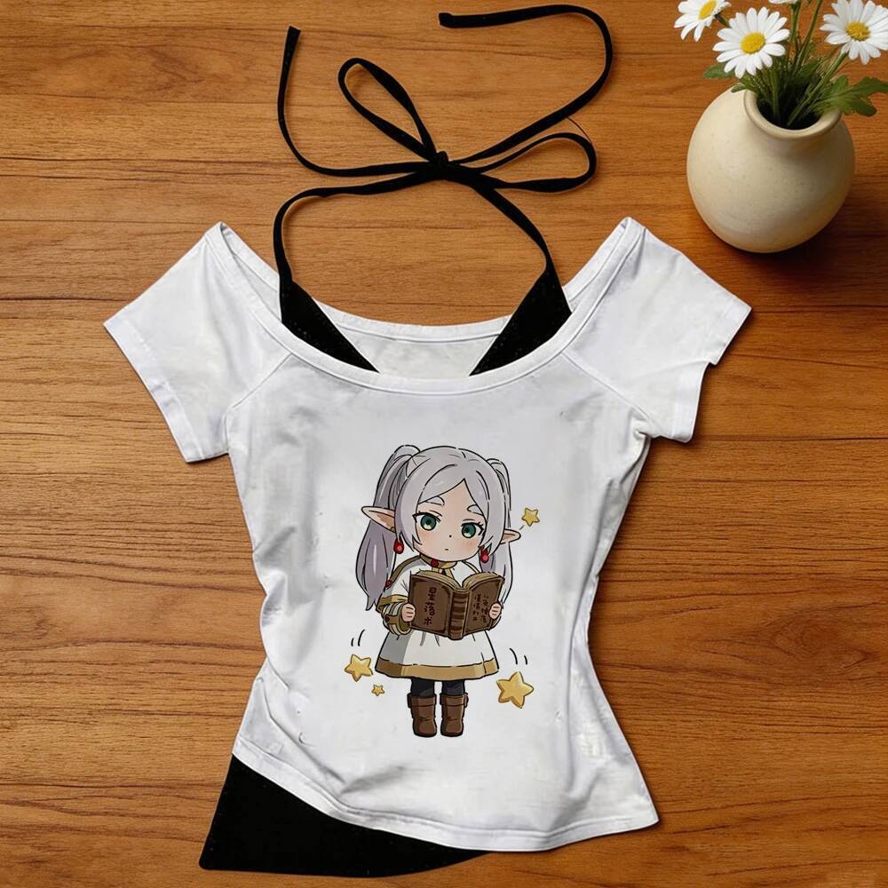Frieren cropped TOP ผู้หญิงทางเลือก dollette ญี่ปุ่น TOP tees dollette gothic harajuku ญี่ปุ่น party
