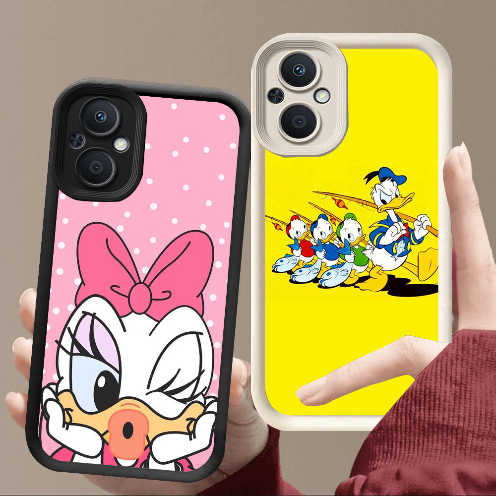 R59 โดนัลด์ดั๊กปลอกสําหรับ OPPO Reno 8Z 7 7Z 8 Lite 5G สีดําและสีขาว