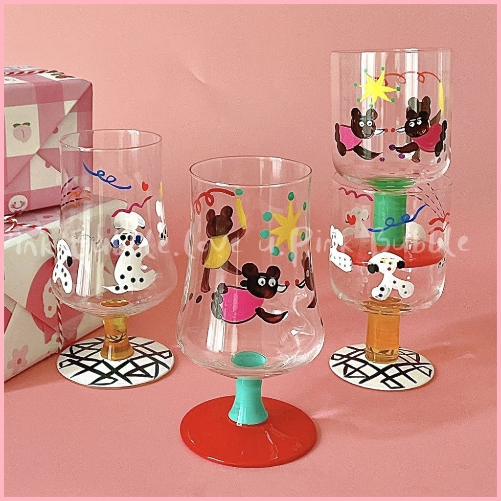 ญี่ปุ่นมือวาดหมีถ้วยกุณโฑพรรคแก้วไวน์ถ้วยไอศครีม