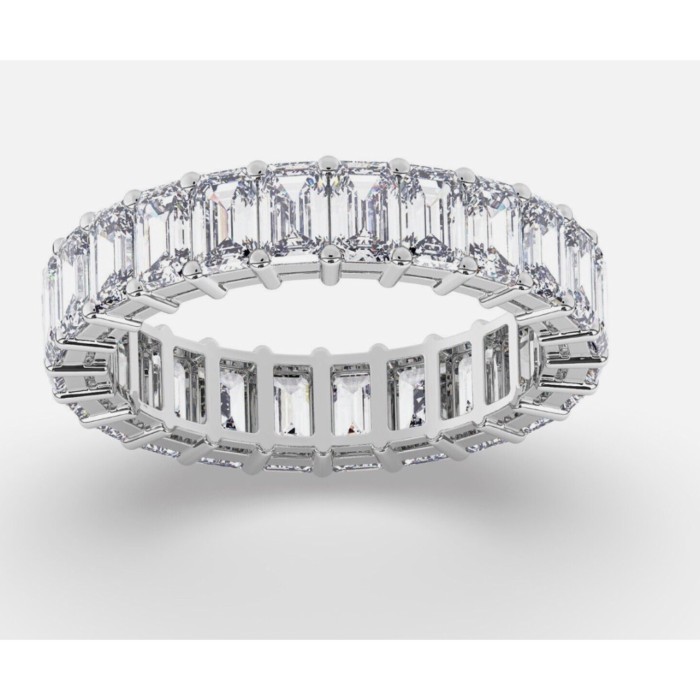แหวนเพชรแถว ทองคำขาว 9K Emerald 3.7 ct Lab Grown Diamond Eternity Ring - White Gold 9K พร้อมใบรับรอ