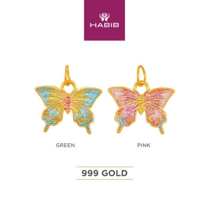 Yellow HABIB 999/24K Gold Pendant (Butterfly) 9Gp009 B42 ()