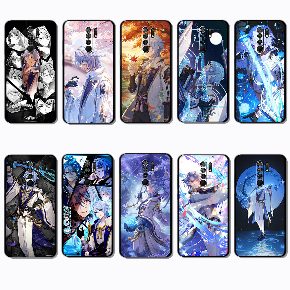 เคสโทรศัพท์สีดําแบบนุ่มสําหรับ Xiaomi Redmi 9 Kamizato Ayato Cover