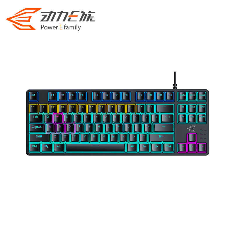 Power E Family Mechanical Keyboard K2 Wired USB87-Key Luminous Computer Gaming Game Mechanical Keybo