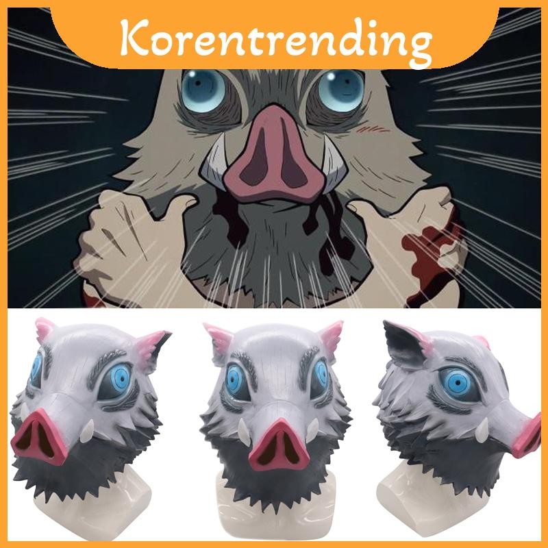 Demon Slayer ที่น่าทึ่ง Kimetsu ไม่มี Yaiba Hashibira Inosuke Latex Mask คอสเพลย์สําหรับเหตุการณ์