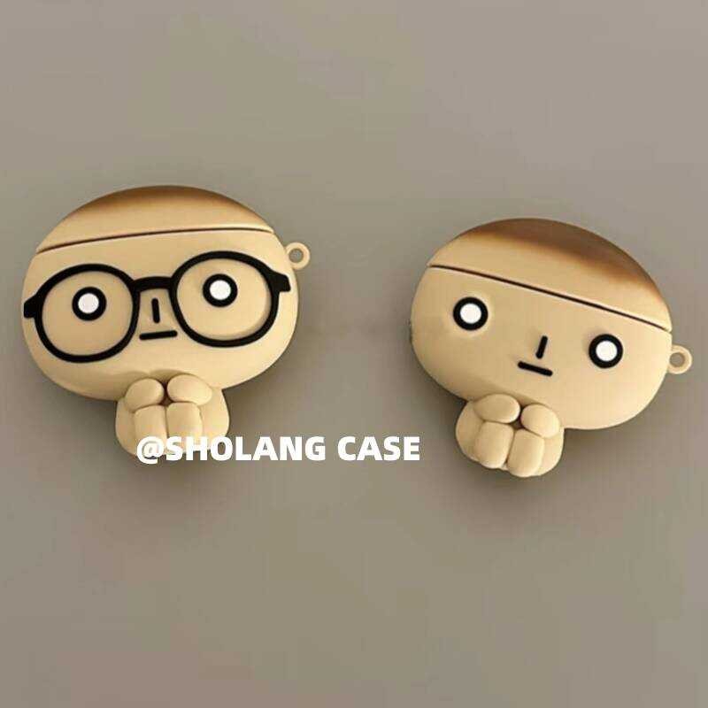 การ์ตูนการ์ตูนสวมแว่นตาย่าง Focus ยืน Breadman หูฟังเหมาะสําหรับ Aipods4 หูฟัง 1/2 รุ่นซิลิโคน pro2 