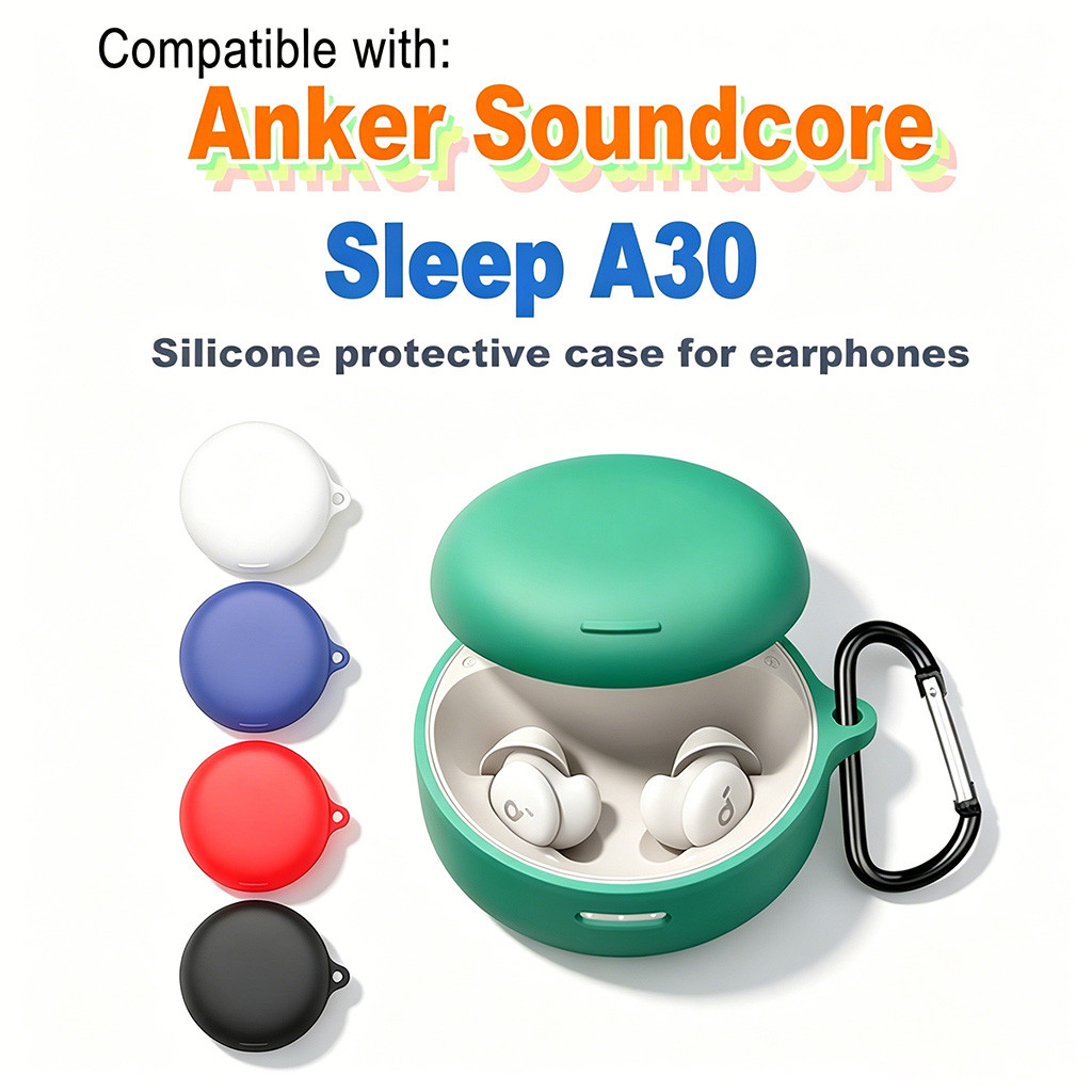 เคสสําหรับ Anker Soundcore Sleep A30 ซิลิโคนอ่อนนุ่มกันกระแทกป้องกันรอยขีดข่วนหูฟังพร้อมพวงกุญแจฝาคร