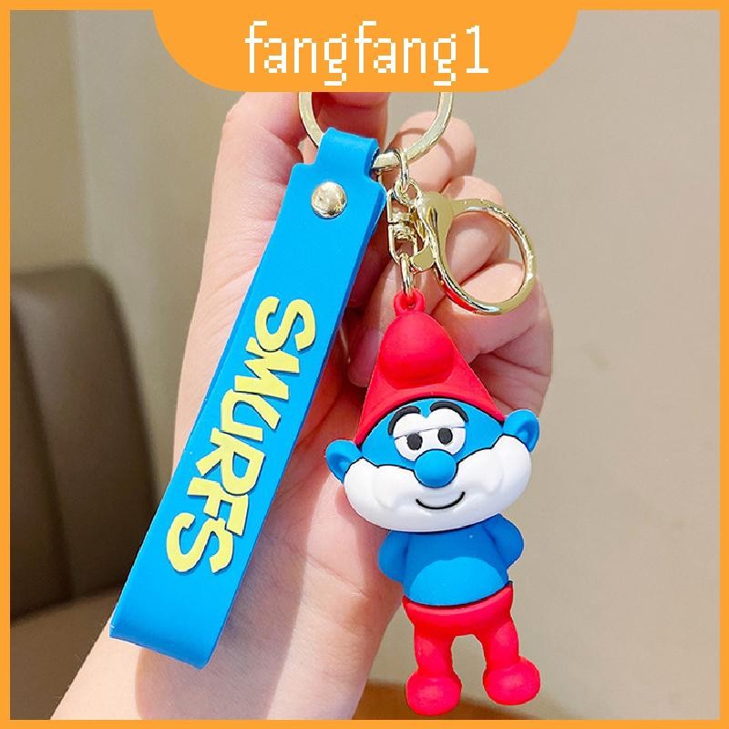 Smurfs Papa Jokey Smurf Smurfette พวงกุญแจซิลิโคน จี้สดใส การ์ตูนสีสันสดใส