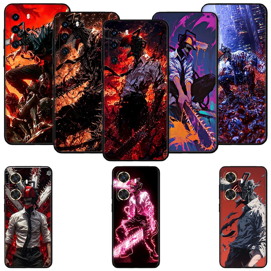 Anime Chainsaw Man สําหรับ Huawei Nova 2i 2 Lite 3 3i 4E 5i 5T 7 10 SE 8i Y61 TPU Spot พลาสติกสีดําน