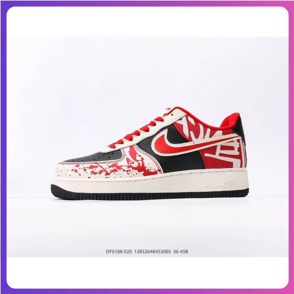 [การประกันคุณภาพ] N & K Air Force 1 Low "Graffiti Limited Edition" รองเท้าผ้าใบลําลองมัลติฟังก์ชั่น 
