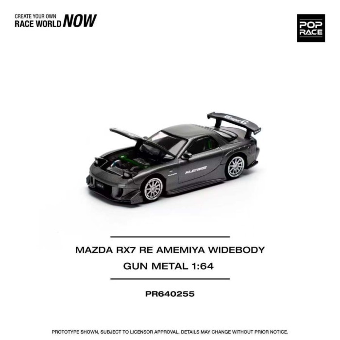 พร้อมสต็อก POP RACE 1: 64 MAZDA RX7 โมเดลรถโลหะผสมคอลเลกชันเครื่องประดับ