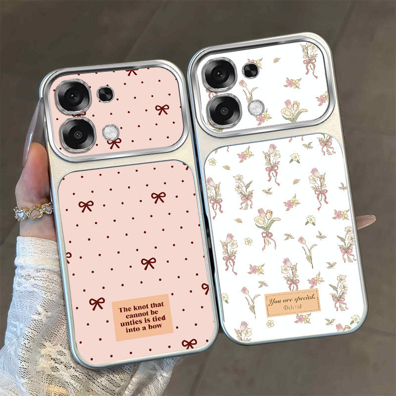 สําหรับ OPPO A6 Pro 4G A6 Pro 5G หรูหราหน้าต่างขนาดใหญ่กันกระแทกความงามเคสโทรศัพท์ลายหัวใจน่ารัก