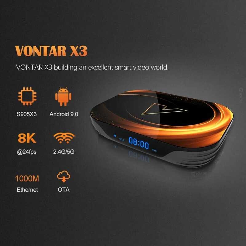 ▥ VONTAR X3สมาร์ททีวีกล่อง 9 128Gb 8K TVBOX Amlogic S905x3 Dual Wifi 1080P 4K Android 9.0 Set T