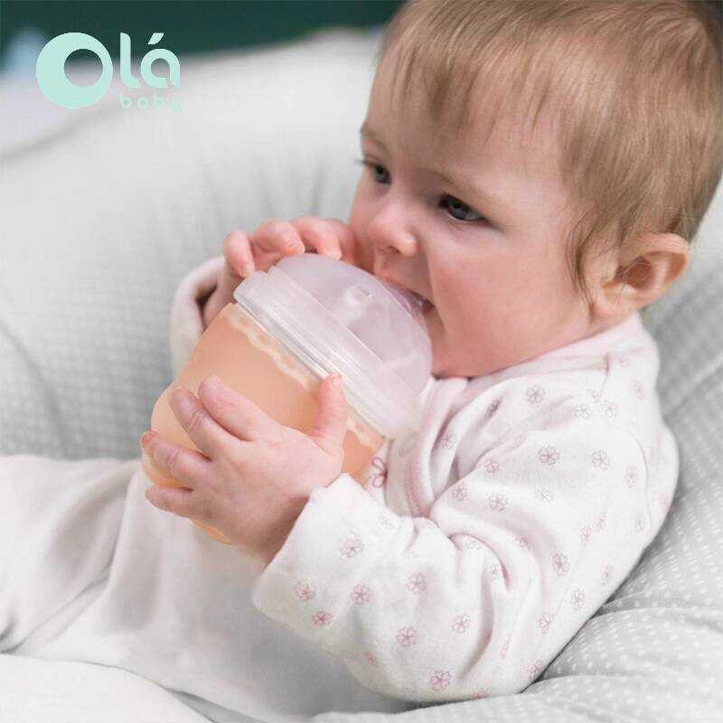 American Olababy Olababy ขวดนมเด็กทารกกันกระแทก Anti-colic ขวดนมซิลิโคนปากกว้างทารกแรกเกิด