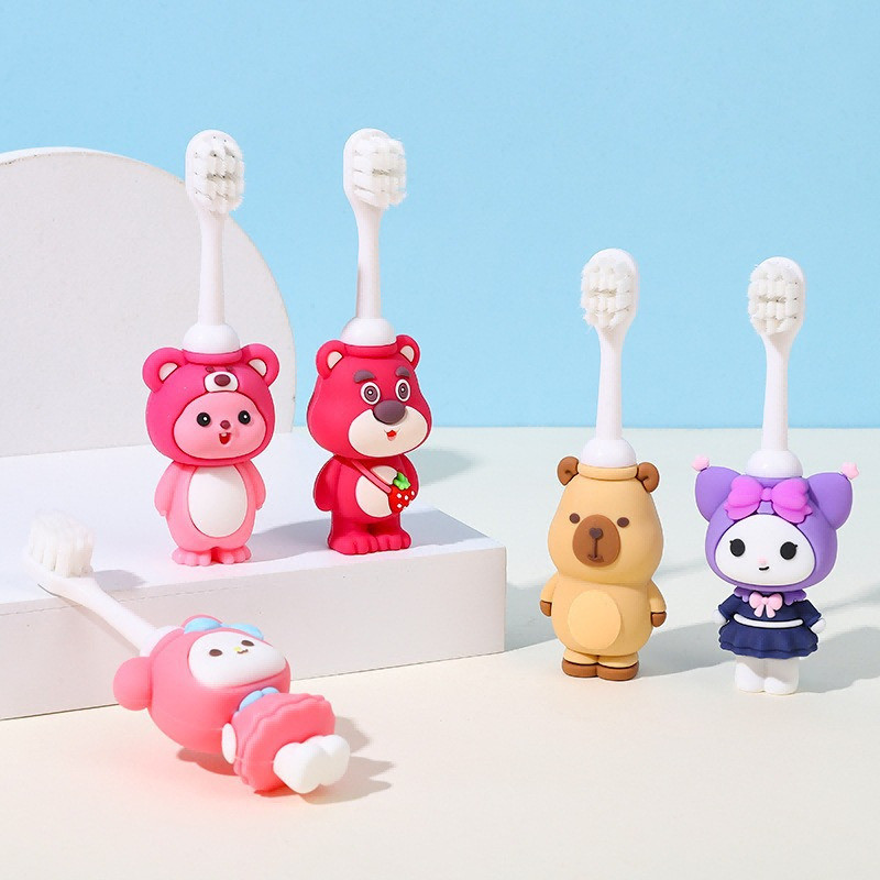 สต็อกสําเร็จรูปแปรงสีฟันเด็ก 2-6 ปีเด็กทารกนักเรียนบ้านฟันระยะเวลาหัวแปรงที่ถอดออกได้เดียว - รูปที่ 2