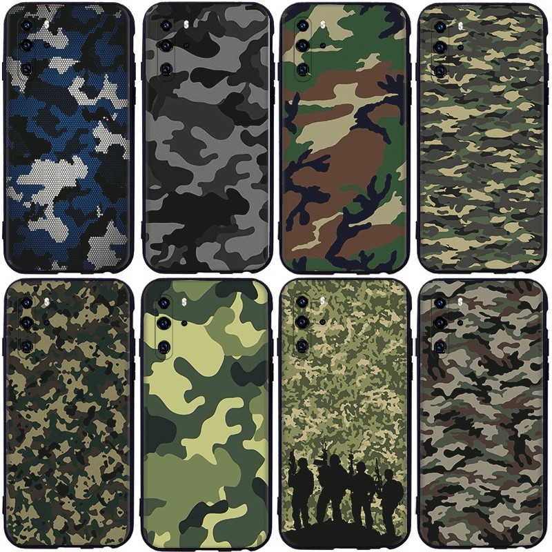 F68 การออกแบบลายพรางพิมพ์ลายสําหรับ Huawei Y6 Y7 Y9 Prime TPU Spot Black Plastic Soft Case