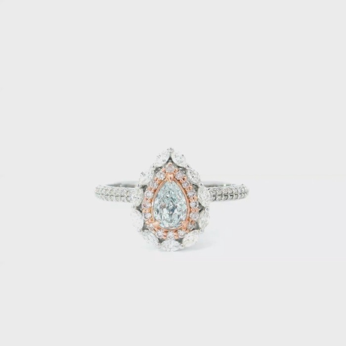 0.35 Carat Light Blue SI2 Clarity Diamond Ring