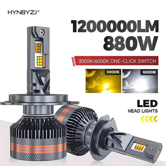HYNBYZJ H4 LED Bulbs H11 9005 HB3 9006 HB4  9012  H7 LED Headlight 6000K 3000K Two Color Temperatur