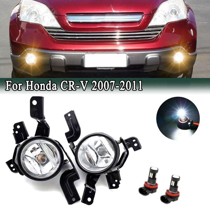 For Honda CR-V 2007-2011 Amber / White Fog Light Assembly Halogen Bulbs / LED Bulbs Front Bumper Dr