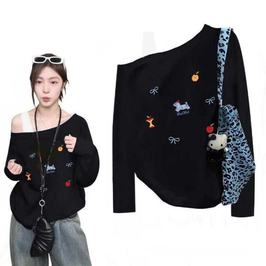 เสื้อยืดผู้หญิงแขนยาวทรงหลวม สไตล์ใหม่ สวมใส่สบาย