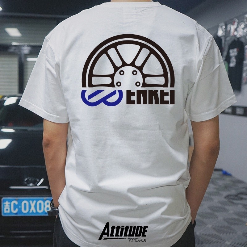 ปกติ Attitude Japan JDM เสื้อยืด แขนสั้น ลายล้อรถ ENKEI RPF1 ผ้าฝ้ายแท้