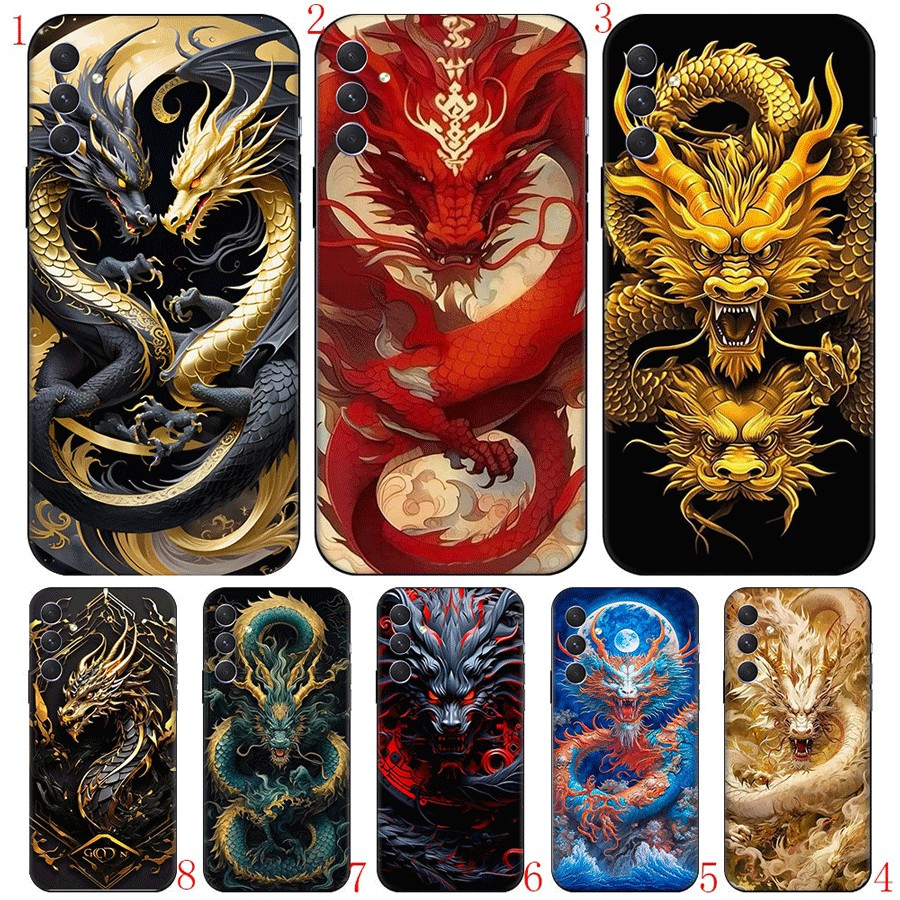 สําหรับ Samsung S20 S21 S23 S24 Plus Lite Fe Ultra TPU เคสโทรศัพท์ soft shell ป้องกันจีนรูปแบบมังกร 