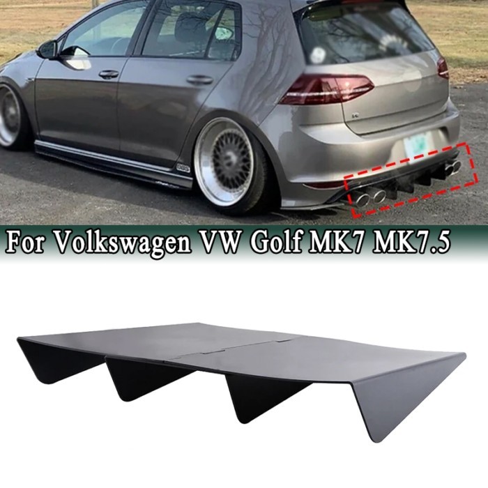For Volkswagen VW Golf MK7 MK7.5 DIY Rear Bumper Diffuser 4 Shark Fins Spoiler Racing Lower Splitte