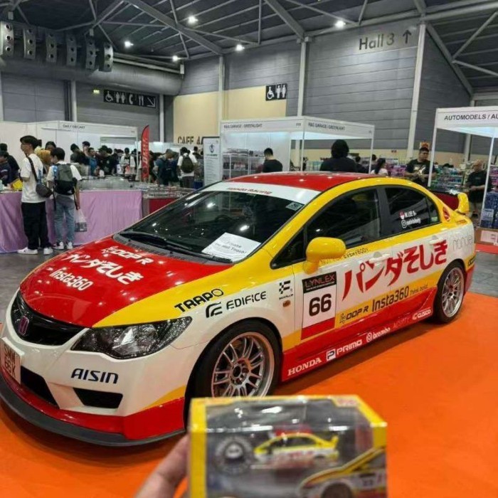 พร้อมสต็อก GCD 1: 64 Alloy Civic Civic Type-R FD2 Singapore Car Model Collection