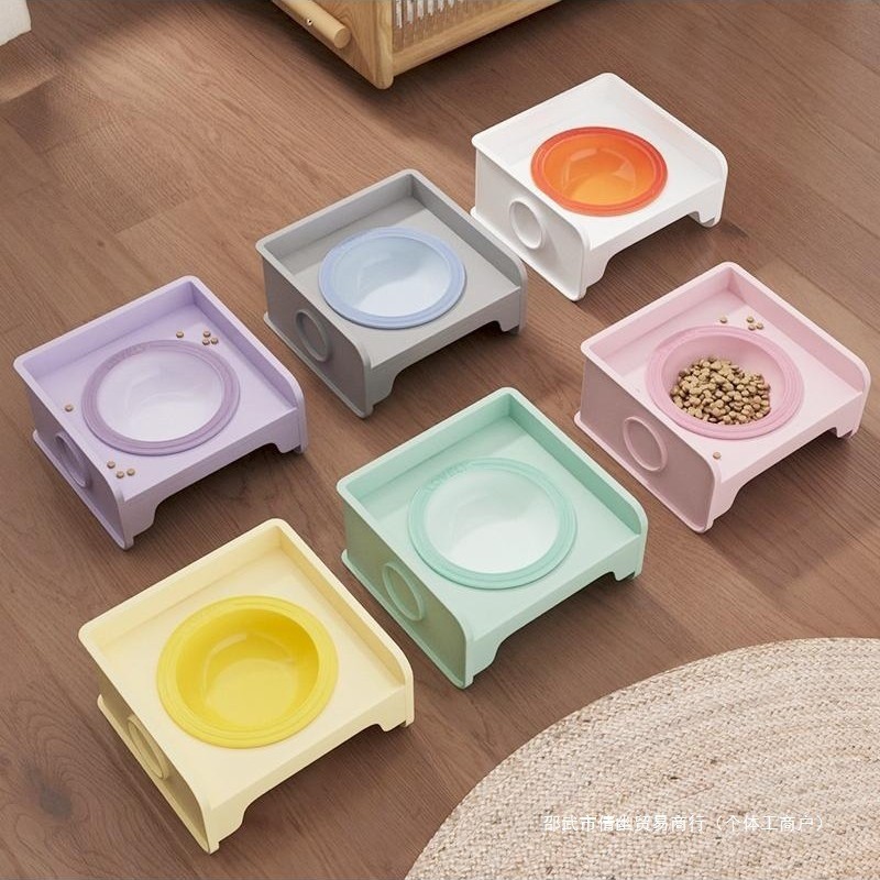 Cat Bowl Seramic Cat Food Food Food Bowl ไม่ใช่เรื่องง่ายที่จะคว่ำเพื่อป้องกันกระดูกสันหลังส่วนคอขน
