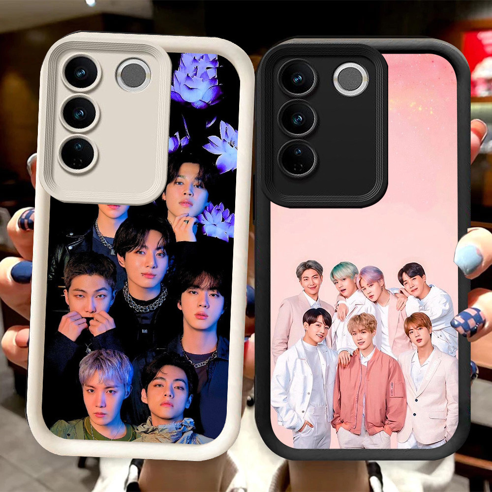 R10 kpop Boy Bang-tans Casing สําหรับ VIVO V29E Y81 Y81s V29 Pro Y100 สีดําและสีขาว