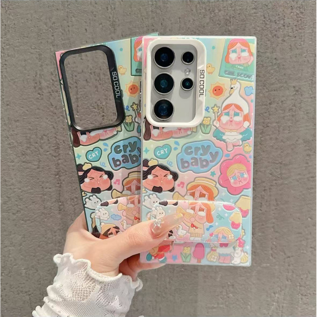 Crying Baby Luxury Make Up Mirror bracke สําหรับ Samsung Galaxy หมายเหตุ 20 Ultra J5 J7 Prime