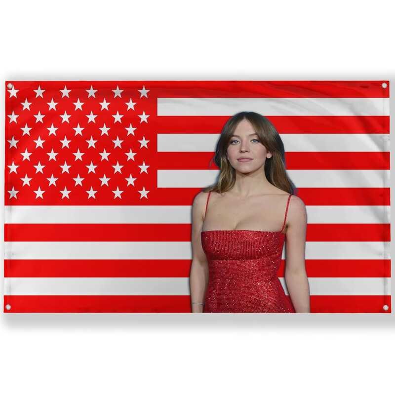 Sydney Sweeney Red American USA Fg พรมธงลายดาว