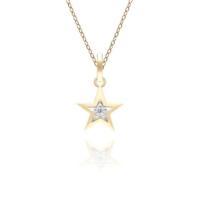 Gemondo จี้ทองคำ 9K ประดับเพชร สัญลักษณ์ดาว 5 แฉก (ไม่รวมสร้อย) Lucky Symbol