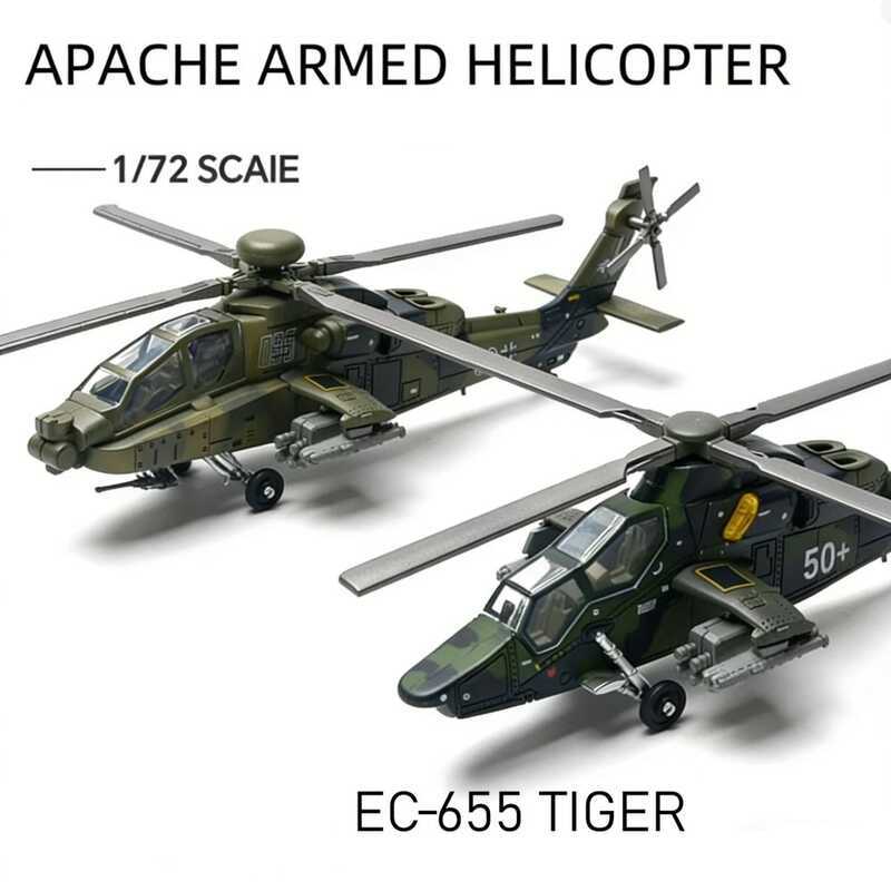 1:72 Scale เฮลิคอปเตอร์รุ่นพลาสติก Snap-Fit Kit AH-64 Apache & EC-665 Tiger Assembly Puzz