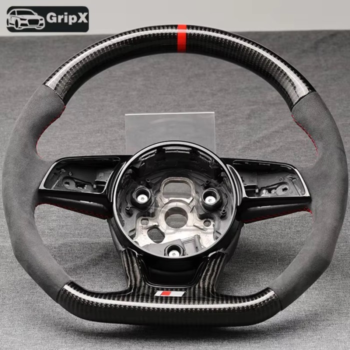 Suitable for Audi A4 B9 A3 8Y RS3 RS4 S3 S4 models, carbon fiber red stripe Alcantara material stee