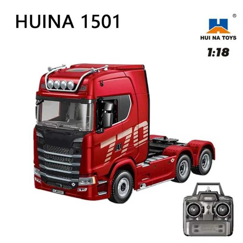 HUINA 1501 รถหัว 770S V8 1/18 RC Alloy 19CH Engineering Trailer พร้อมแสงและเสียงรถแทรกเตอร์รถบรรทุกข