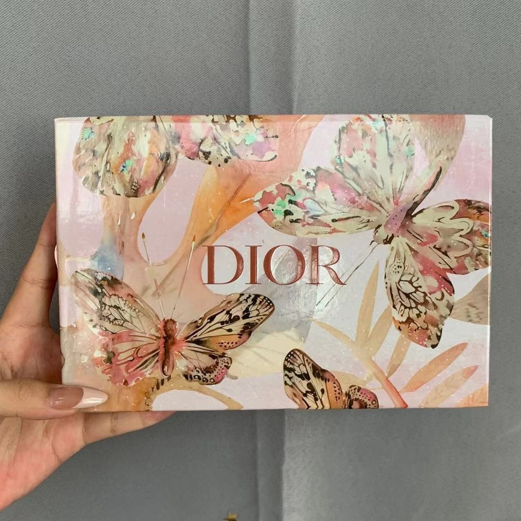 ส่วนลดใน Straw Time 70 Dior Oil Painting Butterfly Lipstick Sample Five-Piece Set Blue Gold Version 