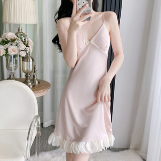 ชุดนอนผู้หญิงแบบเซ็กซี่ ทำจากผ้าไหมน้ำแข็ง สวมใส่สบาย