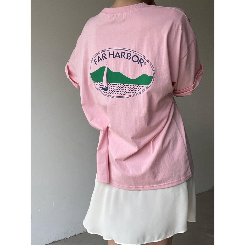 Papaya เสื้อยืด Oversize ลาย Bar Harbor ผลิตจากผ้าฝ้าย 100% คุณภาพดี WS1148 Clothing ผู้หญิง