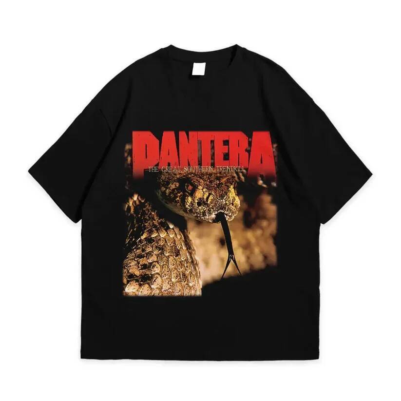 Pantera Men เสื้อยืดผ้าฝ้ายสีดํา Casual Streetwear Grunge Style