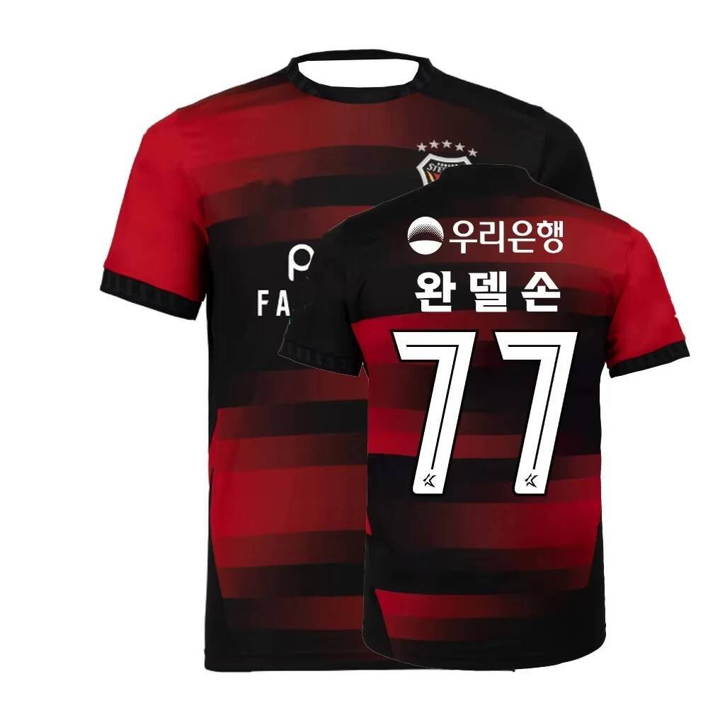 Pohang Steelers 2025 K1 สินค้าใหม่ผู้ชายเสื้อฟุตบอล Away 3D พิมพ์แขนสั้นออกกําลังกายกลางแจ้ง Top