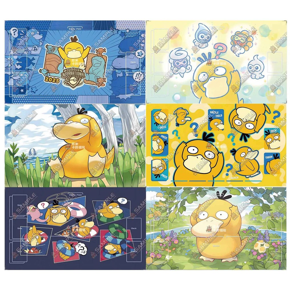 600X350X2Mm Diy Ptcg Psyduckน่ารักการ์ดBattle Mat Ptcg Psyduckผู้เล่นเดี่ยวเกมกระดานการ์ดBattle Card