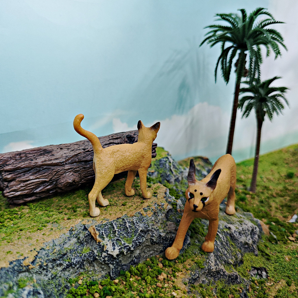 เด็ก Pvc Mother Caracal Cat และ Abyssian สัตว์สําหรับของเล่นเพื่อการศึกษาและห้องเด็กตกแต่ง