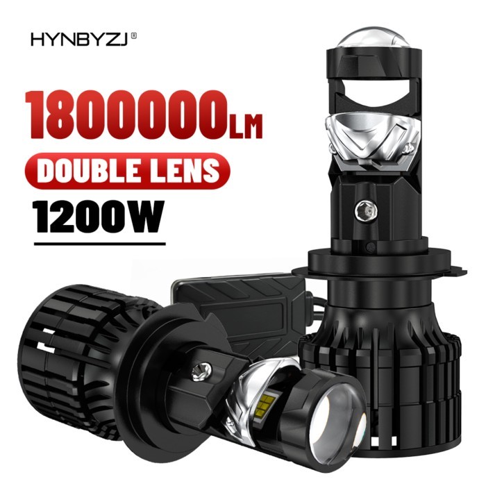 HYNBYZJ 2x H7 LED Headlight Mini Lens Projector H7 Auto Low Beam Canbus Bulb For Car 12v 1200W 1800