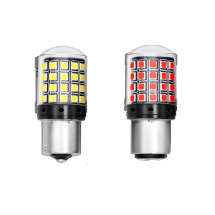 2* 9V-30V White/Red LED Car Reverse Lights Turn Signal Lights Bulbs Backup 1156/1157 54SMD LED Lamp